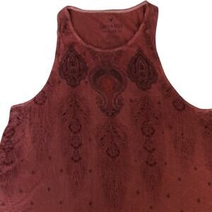 American Eagle Soft Sexy Tank Top Sleeveless SZ S Paisley Feather Graphics BOHO